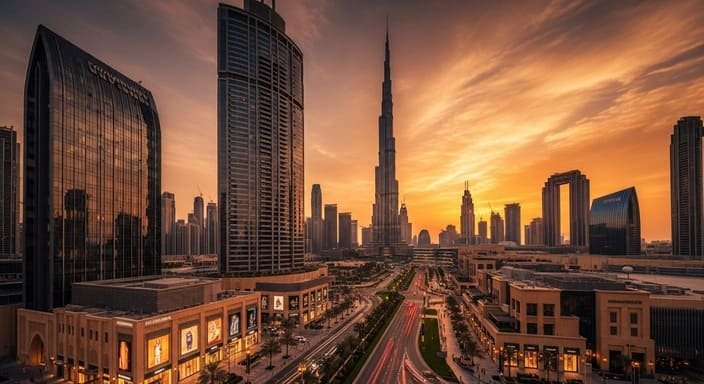 O skyline comercial de Dubai: epicentro de oportunidades empresariais.
